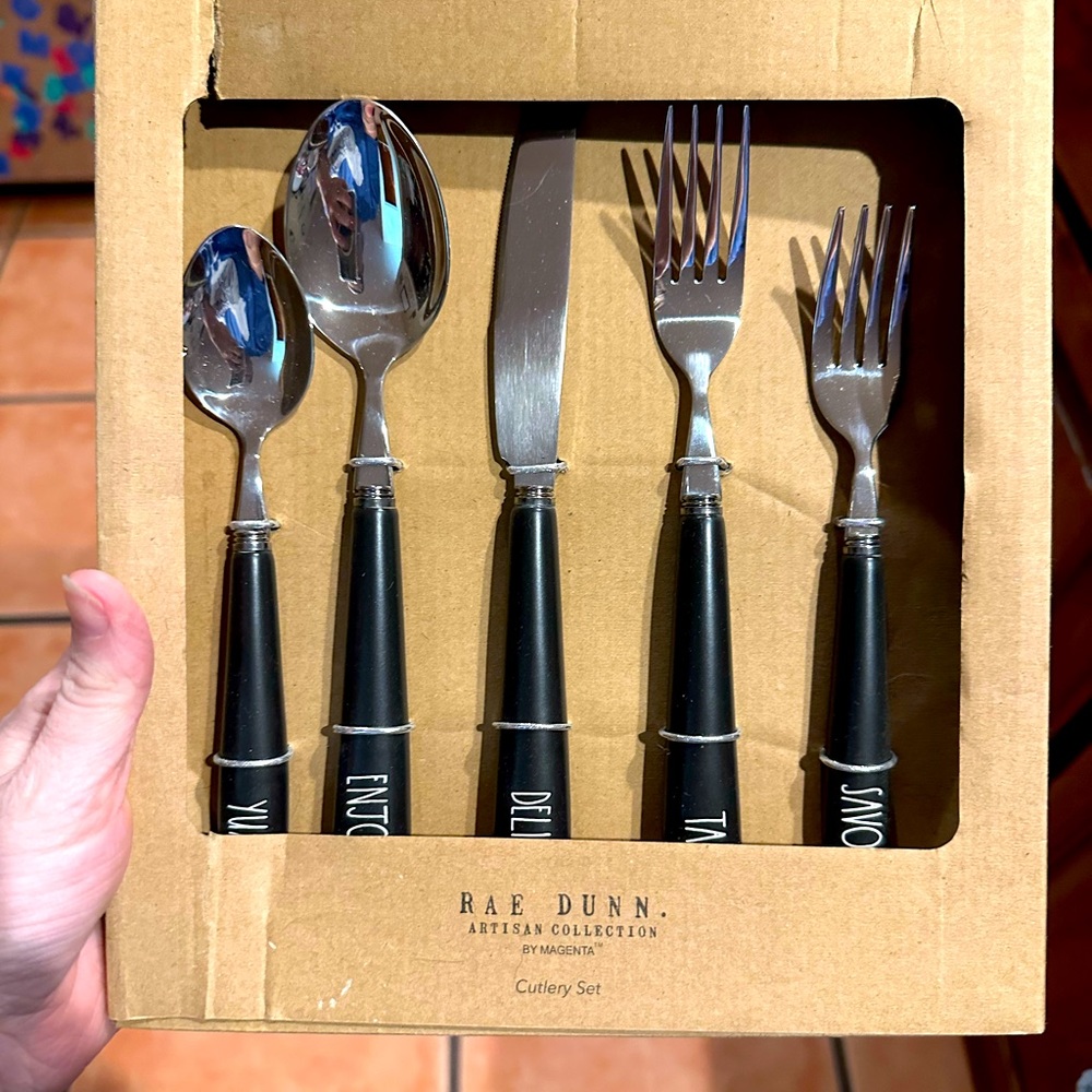 NEW!! Rae Dunn silverware set, black handles. New without tags, Never been used.